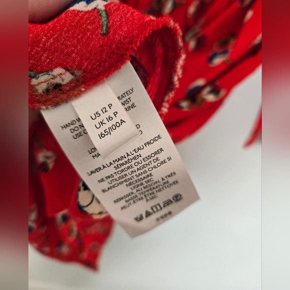 MAEVE Anthropoligie Red Floral Long Sleeve V Neck Dress | 12P - Picture 5 of 6